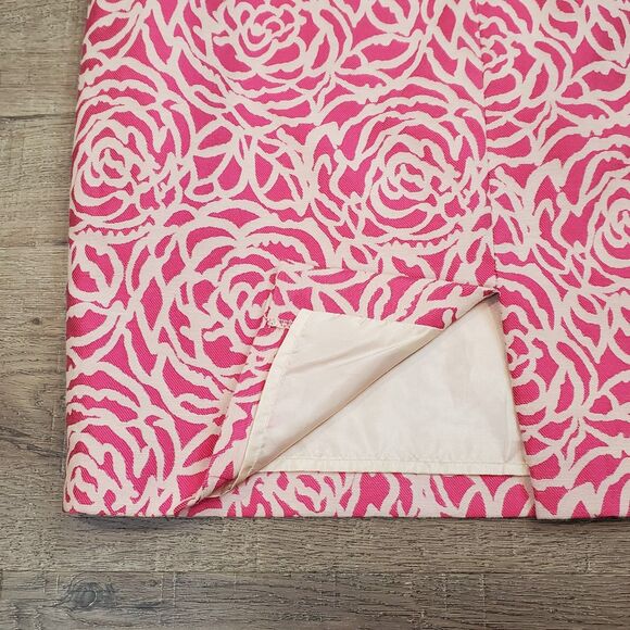 Maggy London Pink Floral Empire Waist Sheath Dress 4 Preppy Career Party Barbie - Picture 11 of 13